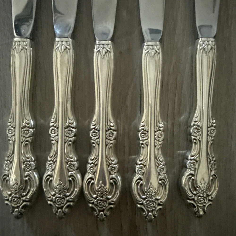 Set of 5 Oneida Community Silver Plate Silver Artistry Dinner‎ Knives